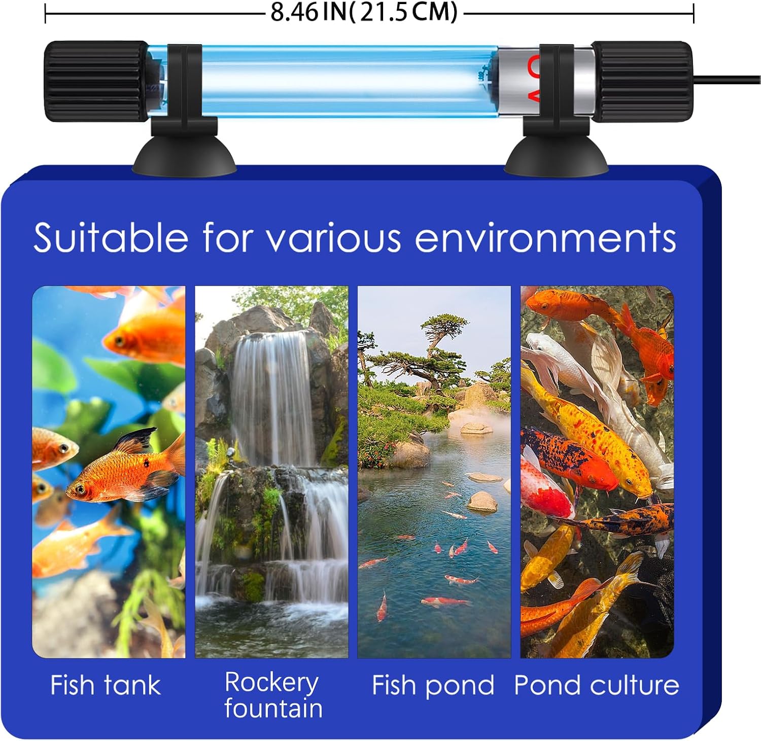 Aquarium Clean Light，7W&9W&11W&13W Algae Bloom Clean Light for Fish Tank,Submersible Light with Timer,Aquarium Water Clean Green Clear Waterproof Clean Lamp for Pond,Swimming Pool