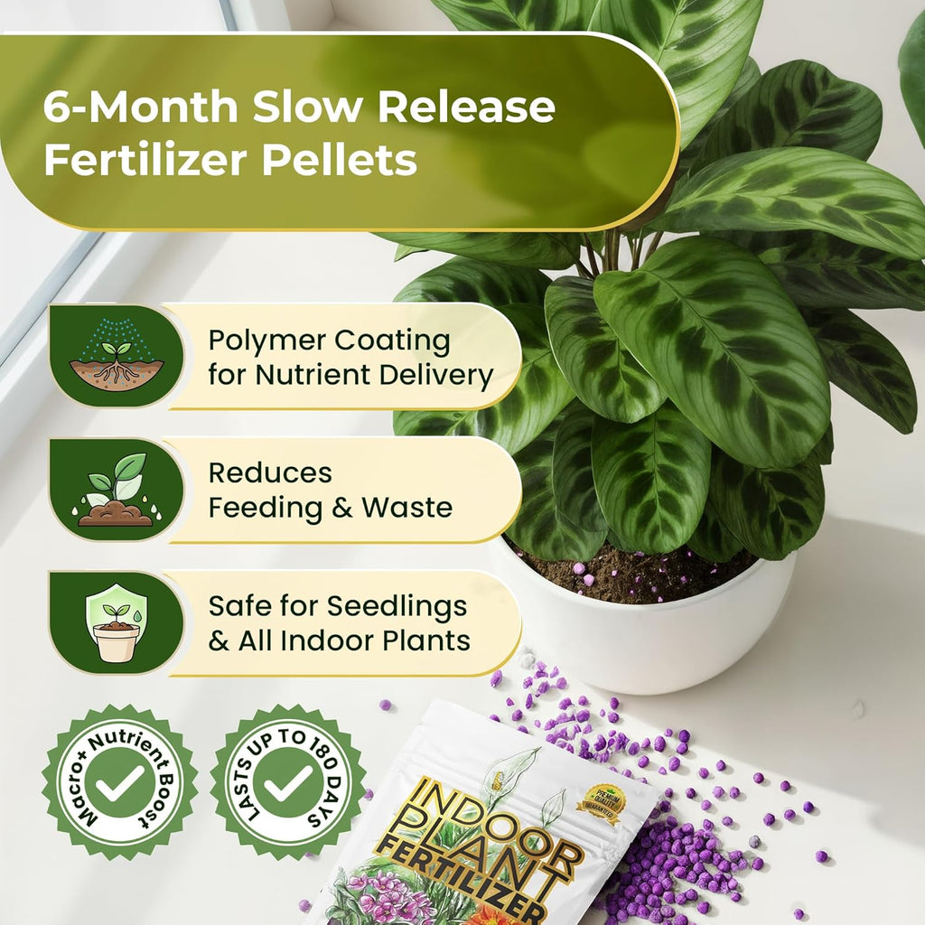 Indoor Plant Fertilizer Pellets | 18-6-8 Macro Plus for Seedlings and Mature Plants | Multi-Purpose Blend & Gardening Supplies| 5.2 oz Resealable Packaging