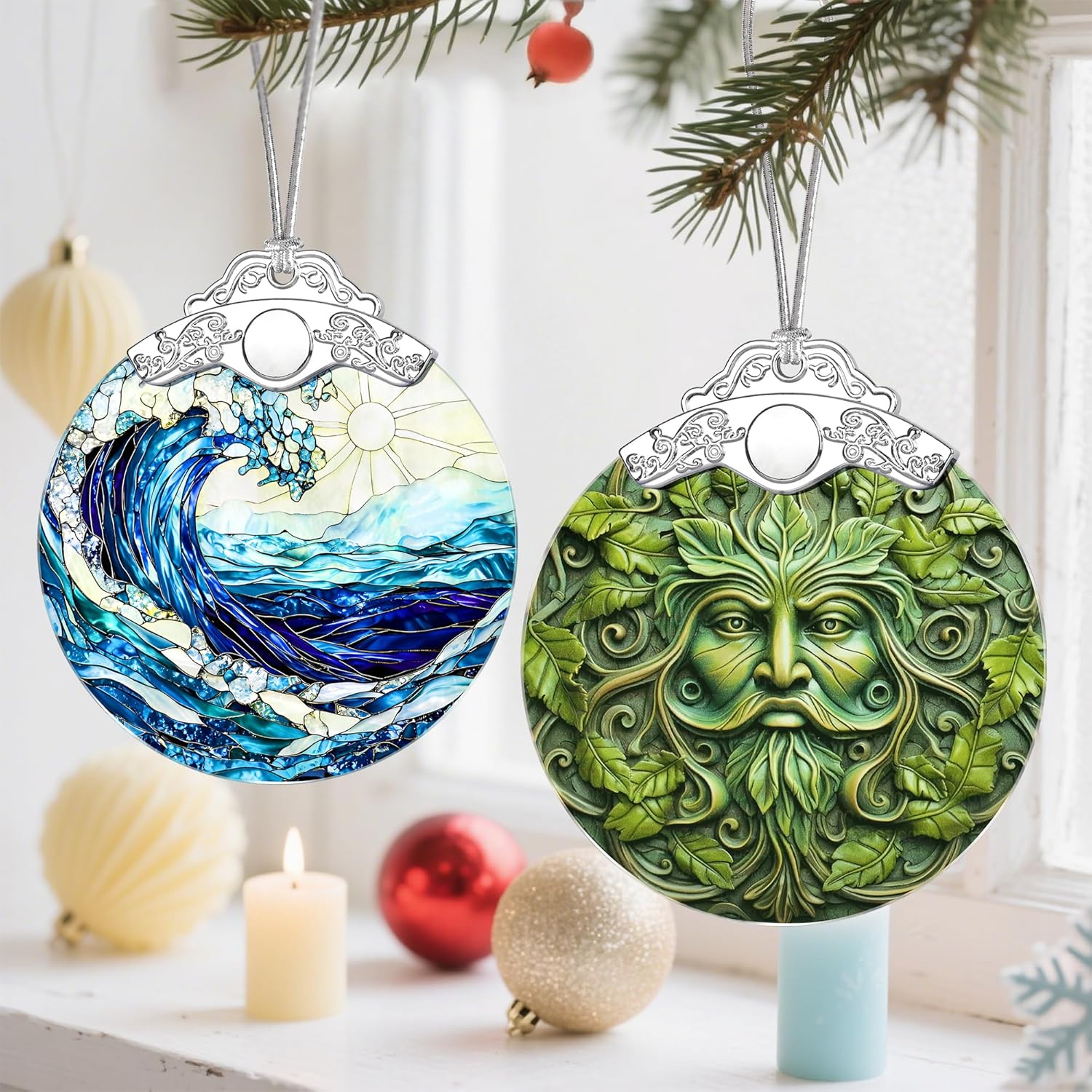 Christmas Ornaments, Christmas Tree Decorations, Keepsake Ornaments, Holiday Decor, Holiday & Xmas Gifts. Gifts for Plant Lovers & Nature Lovers - Green Man-Theme