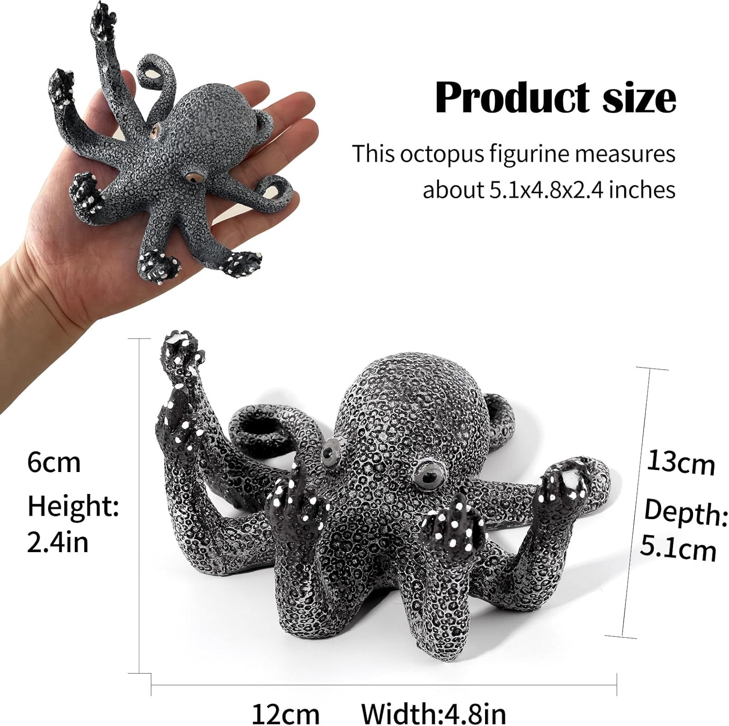 Octopus Aquarium Ornaments Decoration, Black Resin Artificial Sea Life,Suitable for Various Fish Tanks