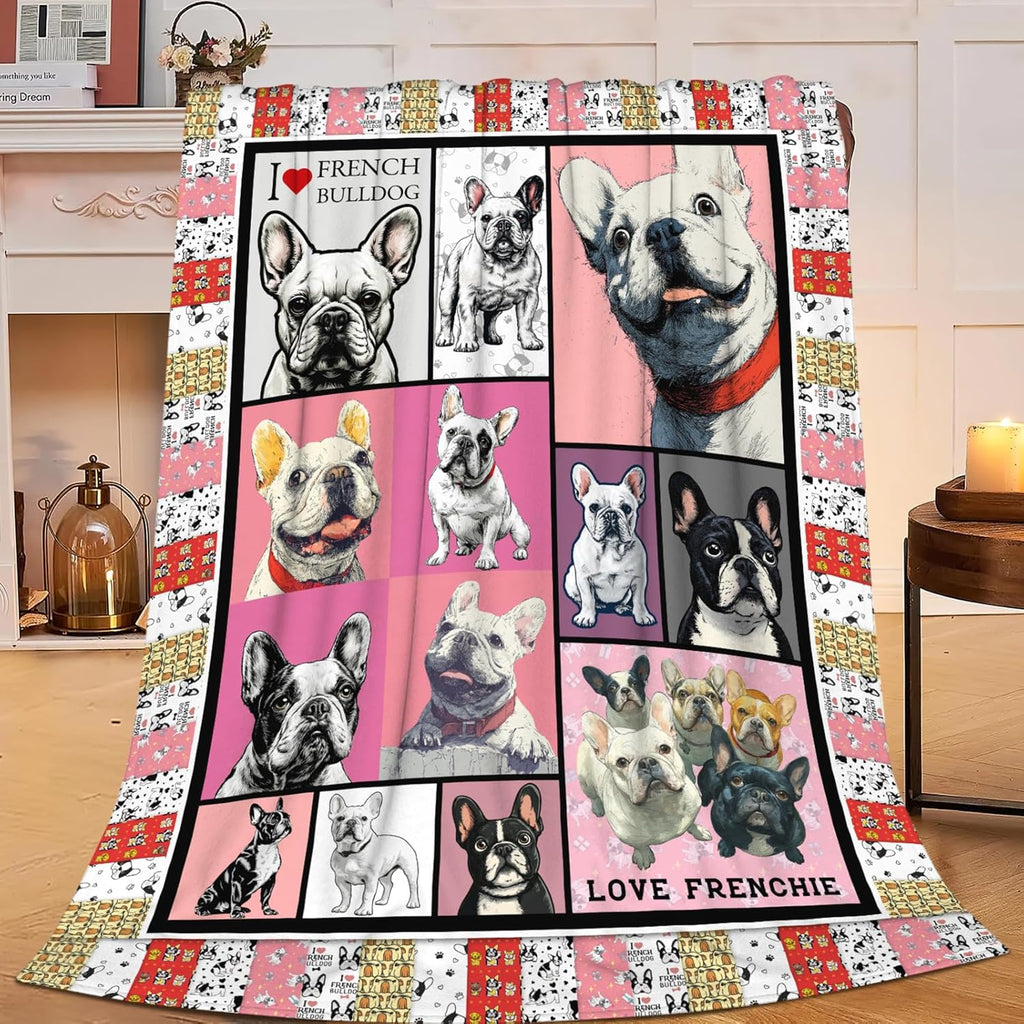 Boston Terrier Throw Blanket French Bulldog Frenchie Puppy Stuff Gifts for Dog Lover Kids Girls Boys Adults Women Men Soft Cozy Warm Plush Fluffy Fuzzy Fleece Blanket Decor 50''X60''
