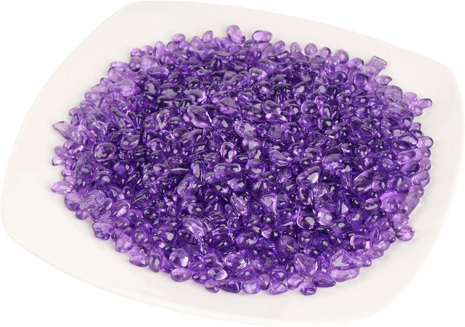 Glass Stones, 1Lb/460g Irregular Sea Glass Dercorative Rocks Non-Toxic Artificial Crystal Pebbles for Aquarium Decoration/Vase Filler/Table Scatter/Handcraft/Jewelry Making/Gems Display, Purple