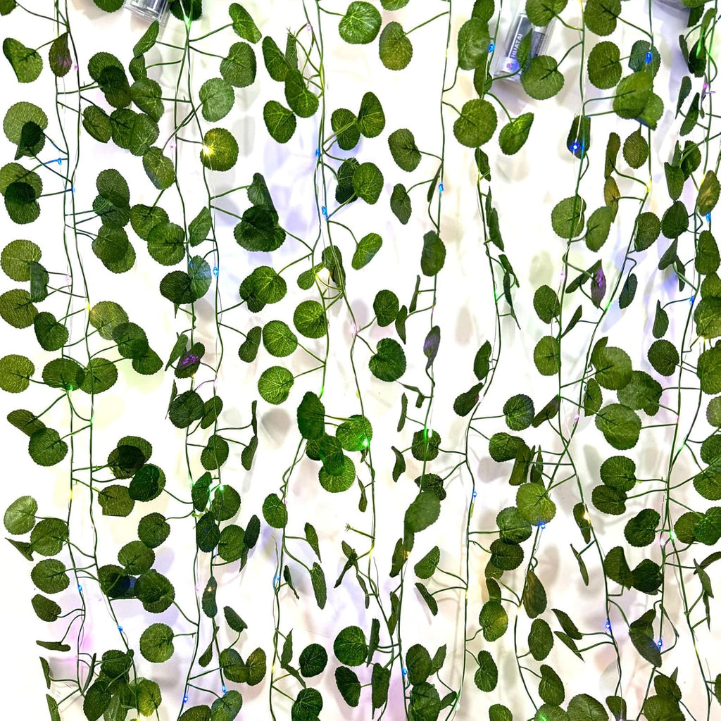 6Pcs Artificial Hanging Plants Begonia Leaf Vine With 60 Colorful Lights, Begonia Vine Leaves, Fake Plant Vines, Can Be Used for Wall,Party Wedding, Home, Kitchen, Indoor and Outdoor Decoration