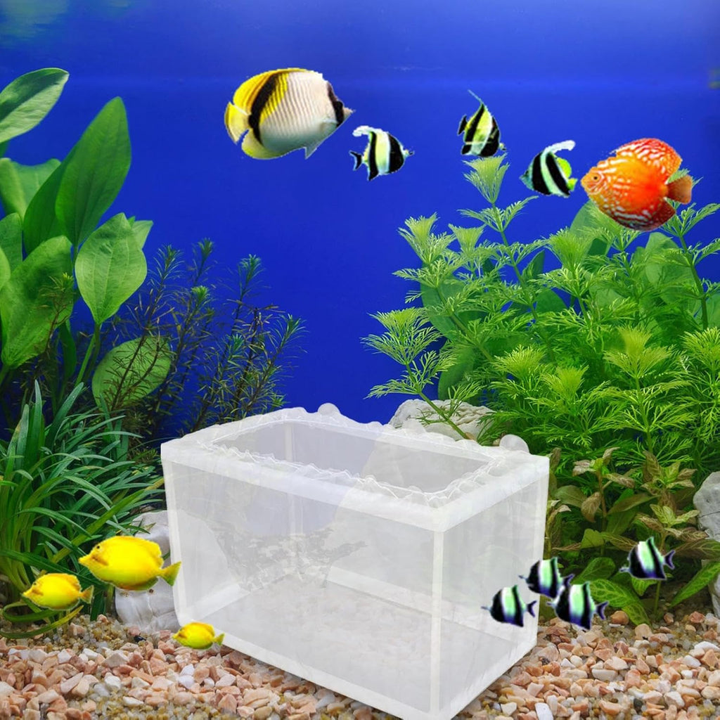 Aquarium Breeding Box - Mesh Box Fish Breeding Tanks, Aquarium Breeder Box, Fish Fry Hatchery, Juvenile Separation Net with Suction Cups, Nursery for Guppy Shrimp