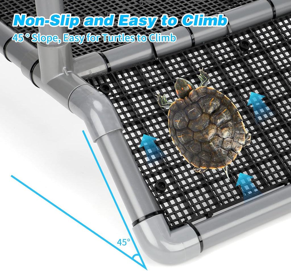 SKARUS Extra Large Hanging Turtle Basking Platform, 19″ Wider Turtle Dock with Ramp, Basking Area for Aquarium Tank Height Adjustable Reptile Floating Dock Tortoise Tank Accessories for Lizard Gecko