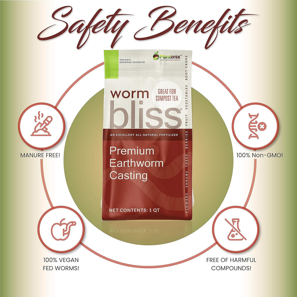 Worm Bliss (1 Gallon) - Organic Worm Castings for Plants - OMRI-Listed Earthworm Castings Worm Fertilizer - Worm Castings Organic Fertilizer for Plants, Potting Soil, Garden Soil, & Seed Starter Soil