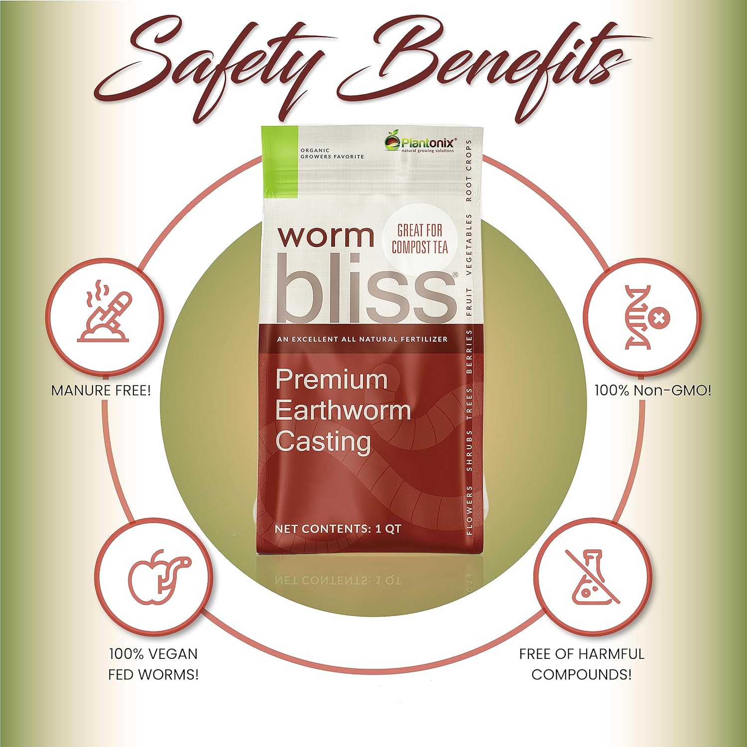 Worm Bliss (1 Gallon) - Organic Worm Castings for Plants - OMRI-Listed Earthworm Castings Worm Fertilizer - Worm Castings Organic Fertilizer for Plants, Potting Soil, Garden Soil, & Seed Starter Soil
