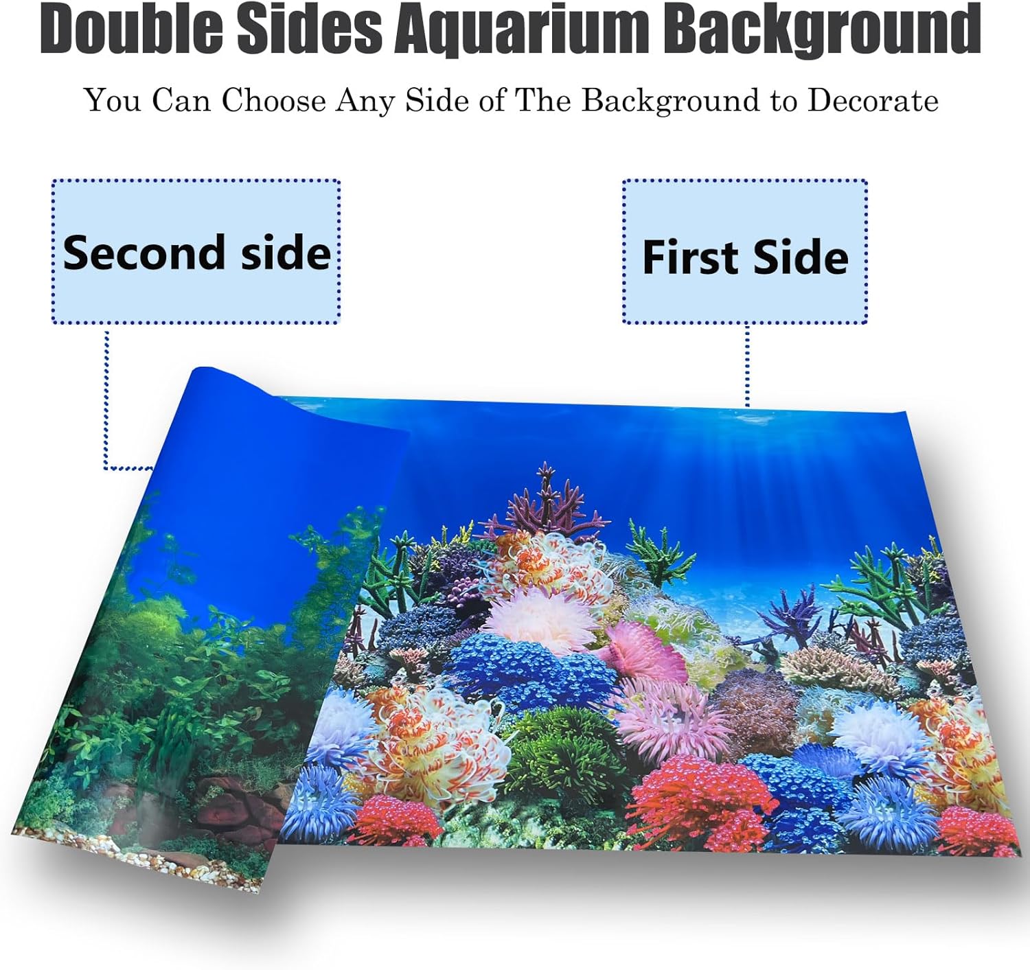Fish Backgrounds Paper Double Sides Undersea Aquarium Background Poster Colorful Sea Anemone Fish Tank Background Sticker Decorations 12"x 25"