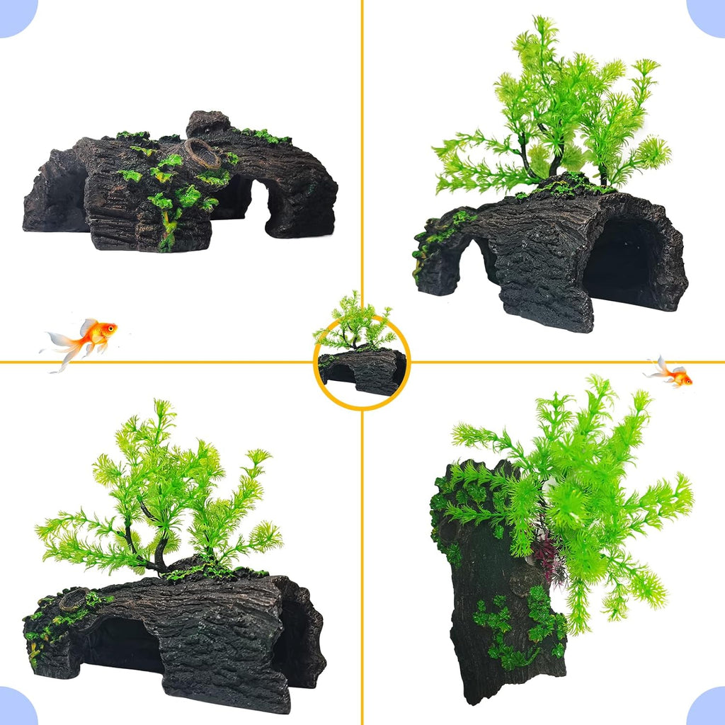 Fish Tank Decorations Aquarium Supplies Accessories Turtle Hideout Ornaments Fish Decor Bark Large Reptile House Cave Axolotl Hides