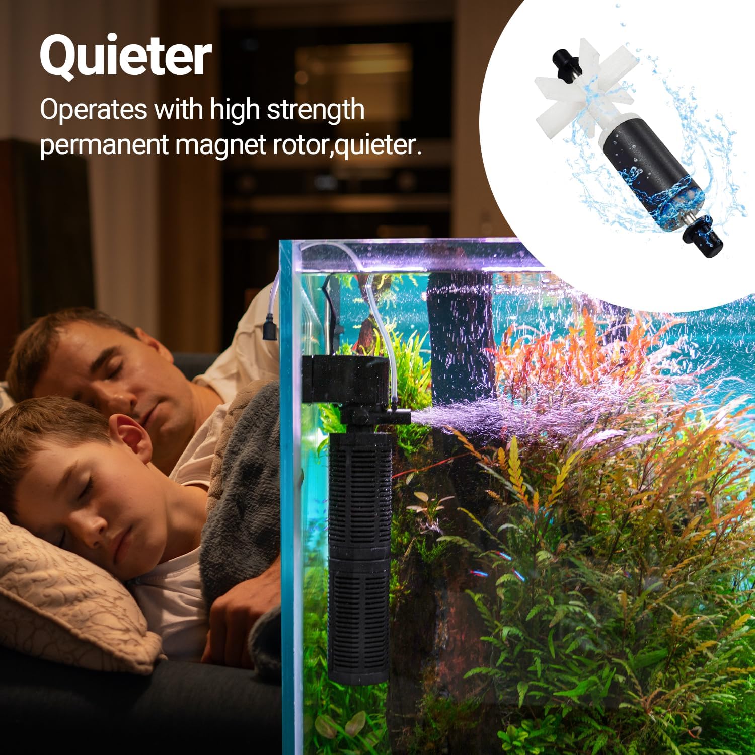 25W Aquarium Internal Filter for 75-150 Gallon Tanks, Power Biochemical Sponge Fish Turtle Tank Filter with Aeration System, Silent Submersible Filters, 317 GPH