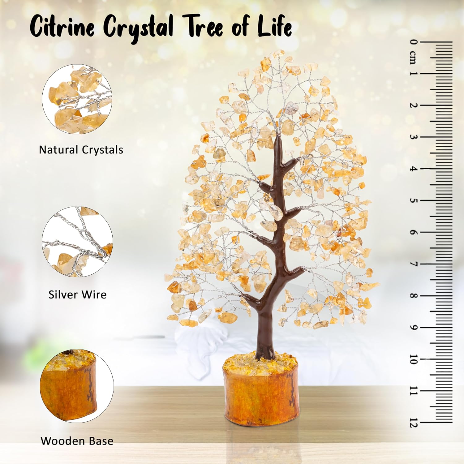 Citrine Chakra Tree of Life, Handmade Gemstone Tree, Crystal Tree of Life, Feng Shui Tree for Positive Energy, Artificial Tree, Crystal Decorations, Money Tree, Healing Crystals, Spiritual Gift