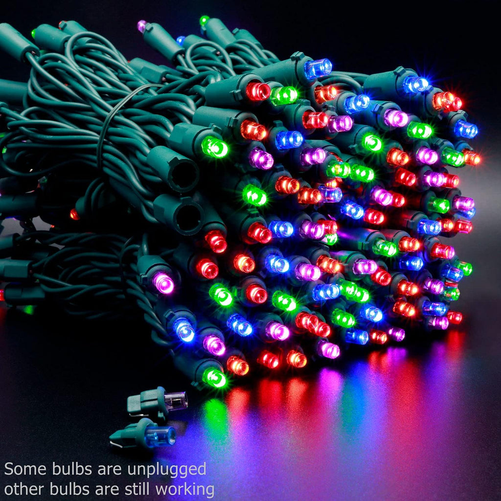 YULETIME 200 Multicolor Wide Angle LED Christmas Lights, 66 Feet Green Wire UL Certified 5mm Holiday String Light Set (Multicolor)