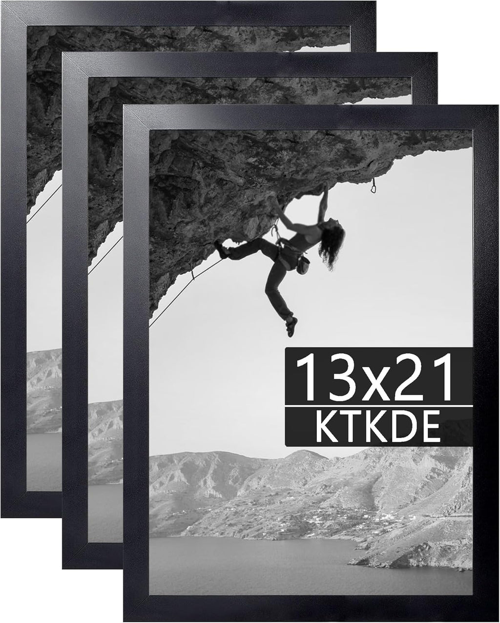 KTKDE 13x21 Picture Frame set of 3, Studio Gallery 21x13 Poster Black Frame Wooden, Vertical & Horizontal Wall Hanging Picture Frame for Photos, Posters & Art Prints