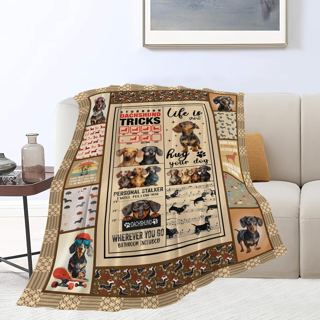 Dachshund Throw Blanket Dachshund Puppy Stuff Weiner Dog Gifts for Women Adults Men Dog Lover Kids Girls Boys Soft Cozy Warm Plush Fluffy Fuzzy Fleece Blanket Decor 50''X60''