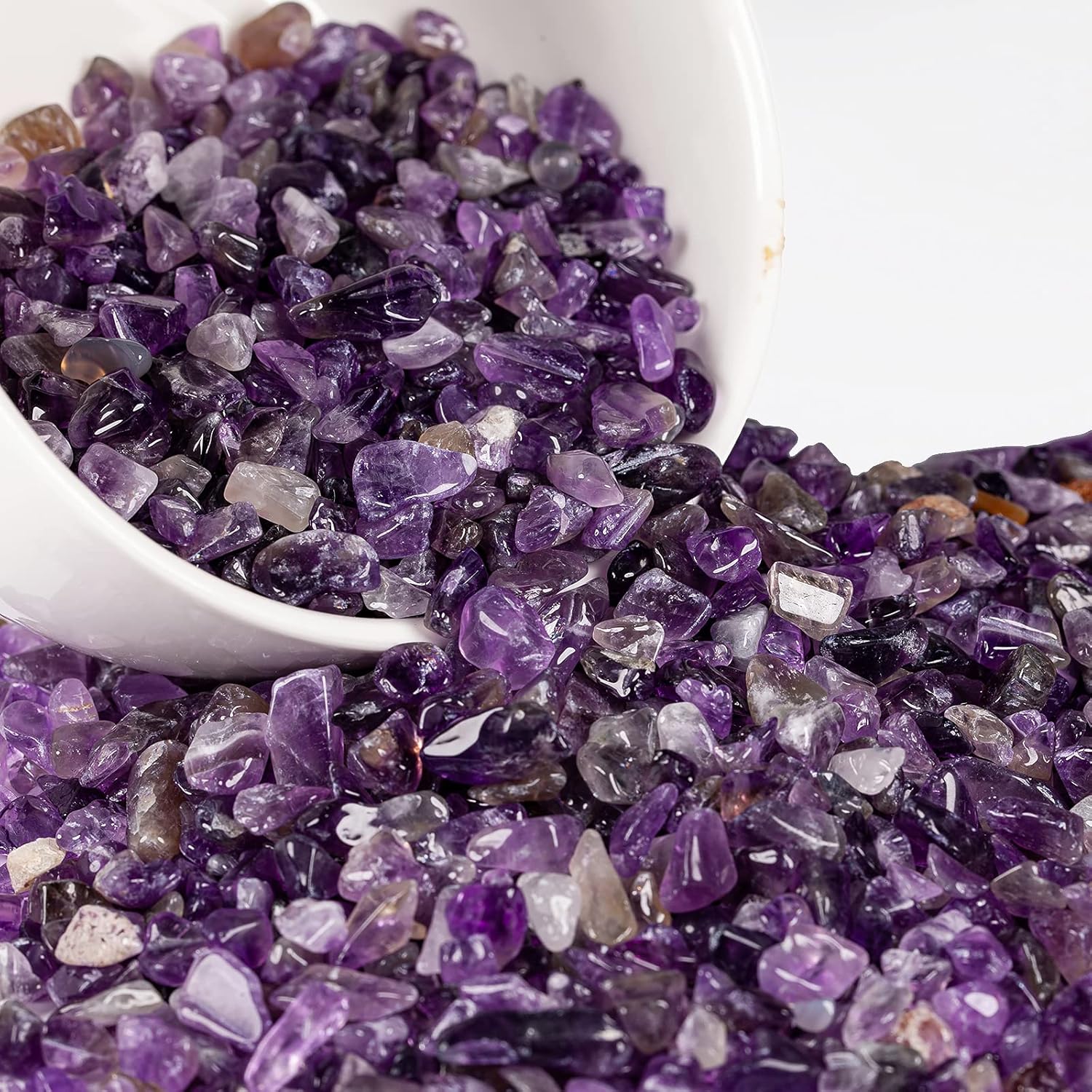 SUNYIK Amethyst/Citrine Tumbled Chips Crystal Crushed Pieces Irregular Shaped 1pound(About 460 gram)