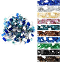 Onlyfire 10 Pounds Blended Reflective Fire Glass for Fire Pit Fireplace and Landscaping, 1/4 Inch Mixed Colored High Luster Fireglass Rocks for Outdoor ＆ Indoor Use - Aqua Blue+Platinum+Cobalt Blue
