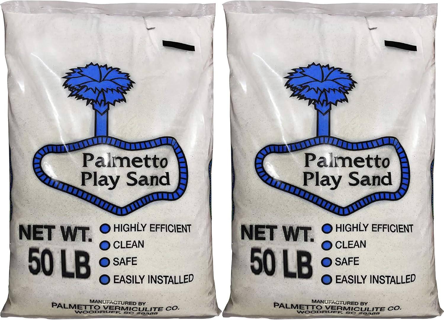 Palmetto 2 Pack Soft Play Sand, Clean and Safe Low-Dust Creme-Colored Natural Sand for Sensory Playtime, Ideal for Sandboxes and Play Areas, 50 lbs