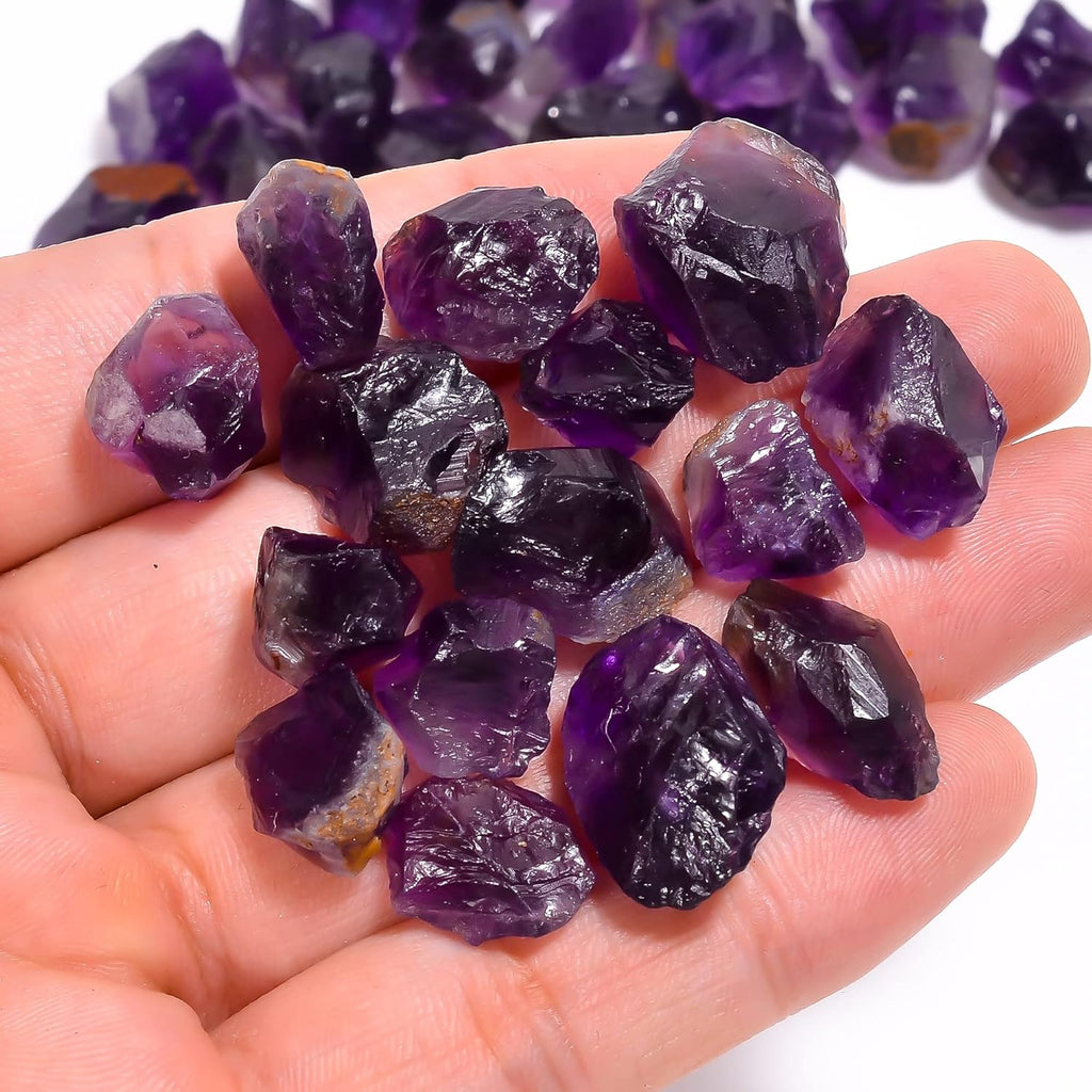 100 carats Raw Amethyst Rough Gemstone, Natural Crystals, Healing Stones, Wholesale Lot, Jewelry Making Supply, 10 to 16mm, 8 to 10pcs