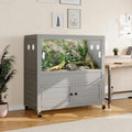 40 Gallon Reptile Tank with Stand,Wooden Bearded Dragon Tank with Large Storage Cabinet,Reptile Enclosure with Lock and Wheels,Snake Tank Also Fit for Lizards,Geckos