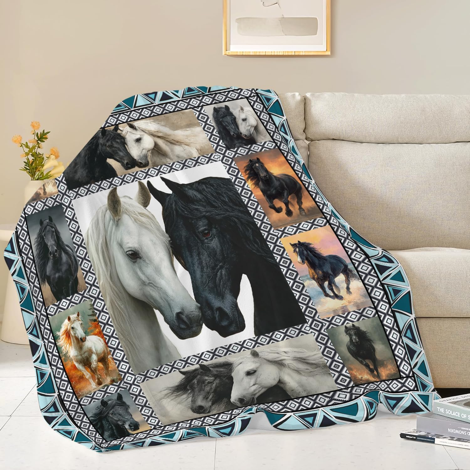 Horse Throw Blanket Horse Stuff Gifts for Kids Girls Boys Adults Women Men Soft Cozy Warm Plush Fluffy Fuzzy Fleece Blanket Decor 60''X80''
