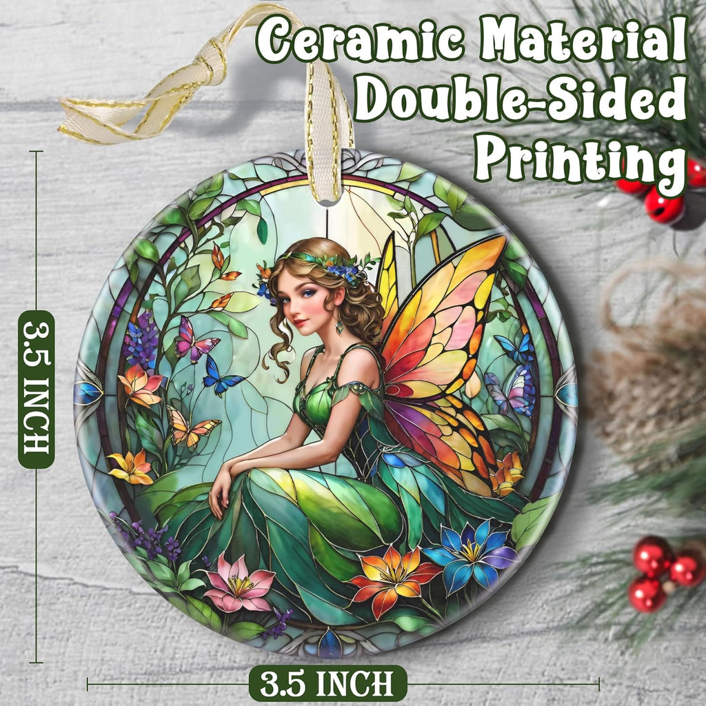 Vintage Fairy 2025 Ornaments for Christmas Tree - Round Ceramic, Holiday Decor, Christmas Tree Decoration - Gift Idea for Women