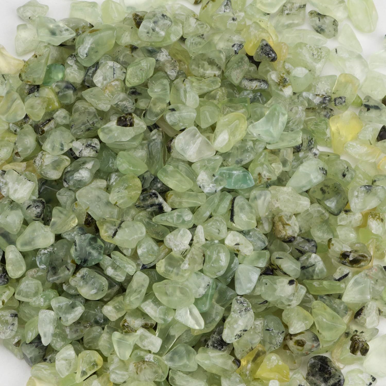 Cherry Tree Collection 1/2 Pound Polished Tumbled Gemstone Chips, Pebbles, Crystal Chips Bulk for Jewelry Making, Healing, Plants, Succulents, Aquariums, Decoration, Chakra (Prehnite)