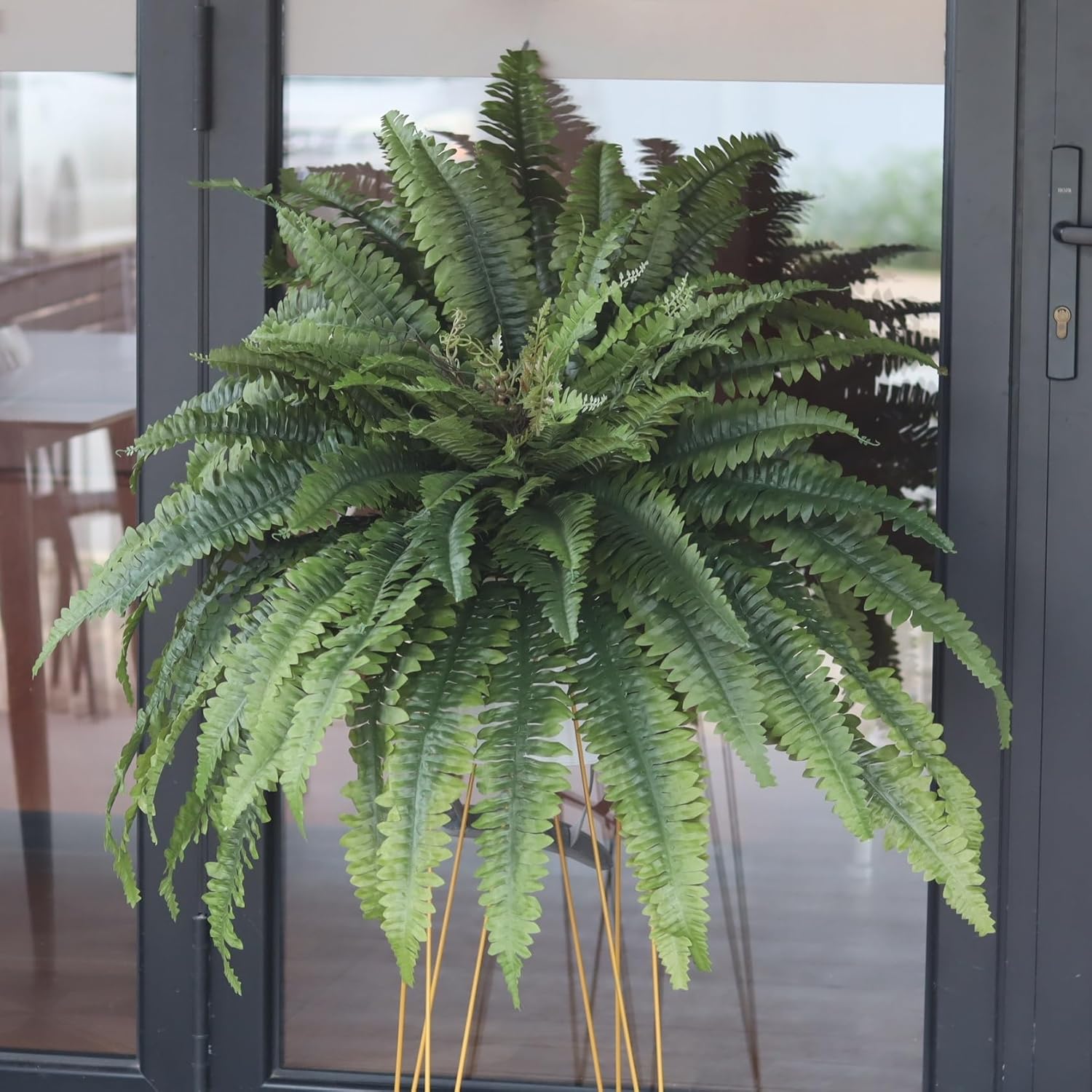 Artificial Ferns for Outdoors Large, 50" Fake Fern with Fruitlet & Vines, 98 Fronds Lifelike UV Resistant Faux Greenery Plants Ideal for Planters Porch Garden Hall Home Indoor Decor, Hanging or Potted
