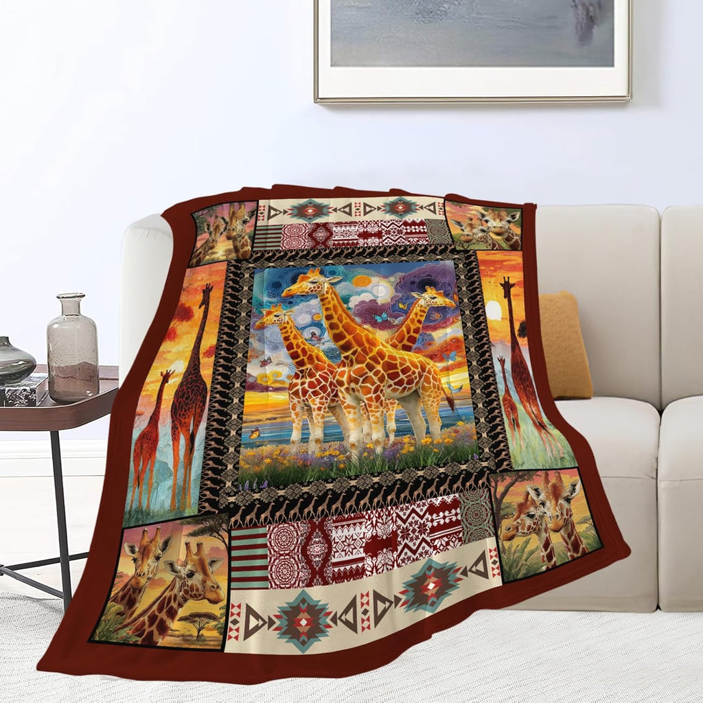 Giraffe Throw Blanket Giraffe Stuff Gifts for Kids Girls Boys Adults Women Men Soft Cozy Warm Plush Fluffy Fuzzy Fleece Blanket Decor 40''X50''