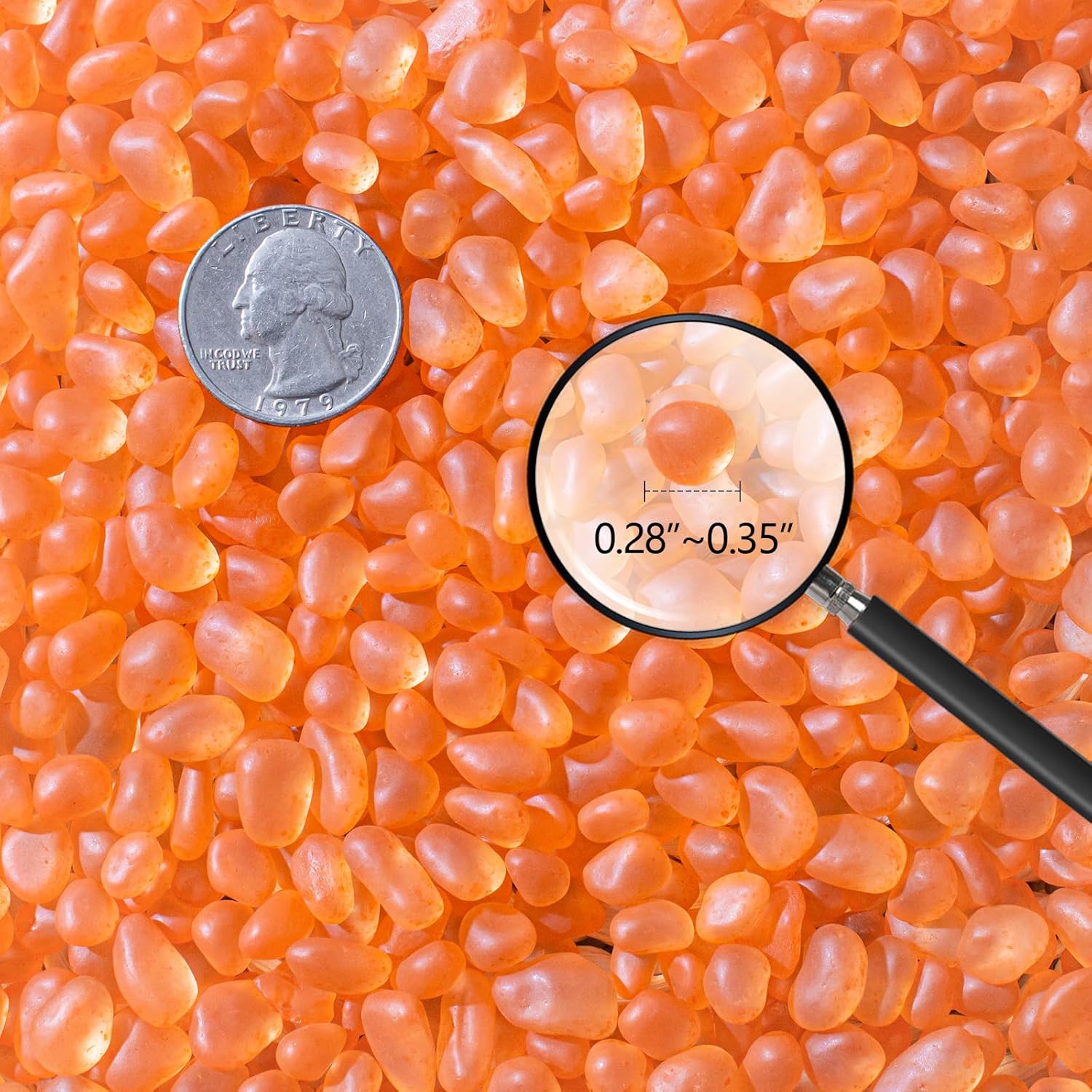 Keedolla Aquarium Rocks Betta Fish Tank Gravel, 8oz Frosted Sea Glass Marbles Gemstones for Vase Fillers, DIY Crafts and Home Decor - Orange, 6-9mm