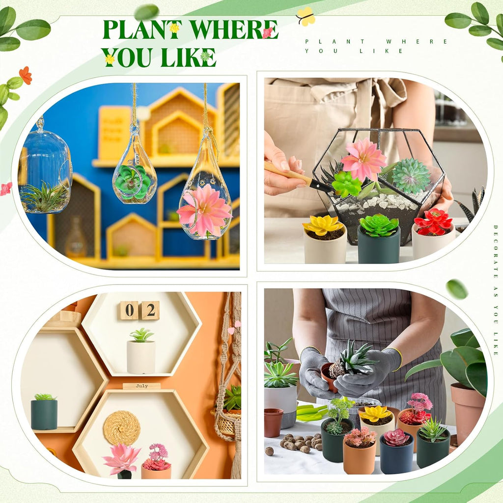 WILLBOND 100 Pcs Succulents Plants Artificial Fake Succulents Bulk Artificial Succulents Unpotted Realistic Plants Assorted Textured Succulent Succulent Plastic Cactus Stems Decoration (Fresh Style)