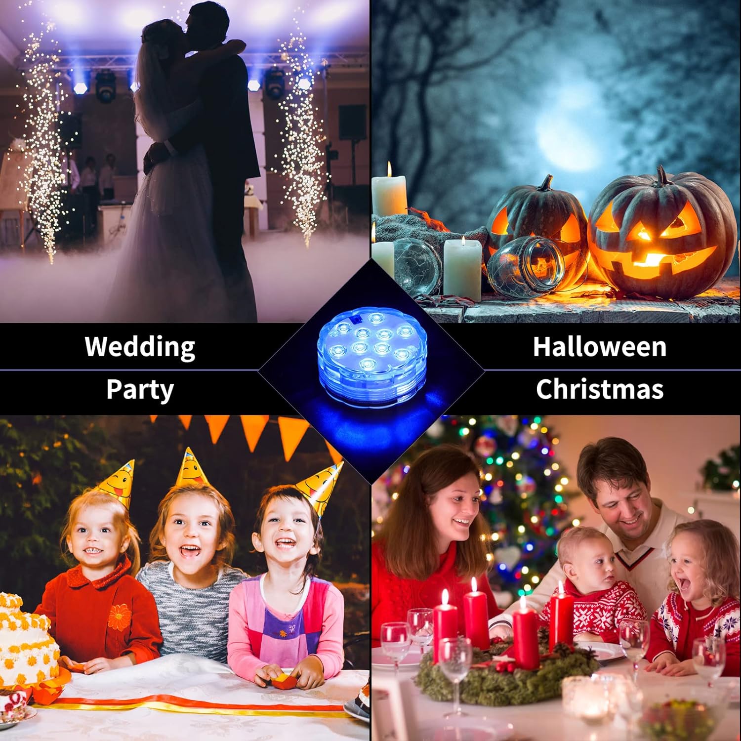 Hortsun 4 Pack Submersible LED Lights with Remote Waterproof Pool Underwater LED Light Battery Operated Bathtub16 Color Changing Lamp for Tub Pool Pond Vase Aquarium Decoration