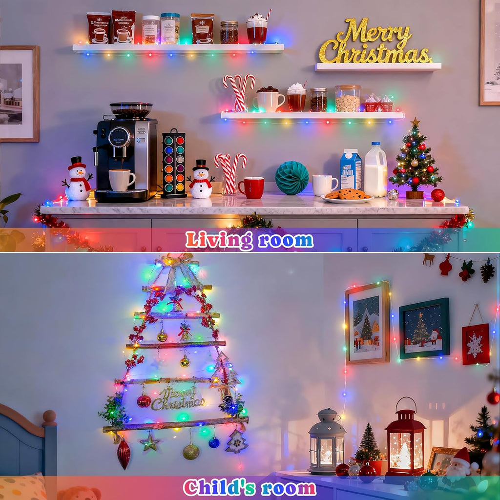 JMEXSUSS 2 Pack Multicolor Fairy Lights Battery Operated, Total 200 LED 66ft Indoor Christmas Twinkle Lights with Remote, 8 Modes Multicolor String Lights for Bedroom Wedding Birthday Party