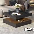 Black Led Coffee Table for Living Room, Square Living Room Table with Storage, Wooden Center Table Modern High Glossy Coffee Tables with 16 Colors LED Lights for Dining Room