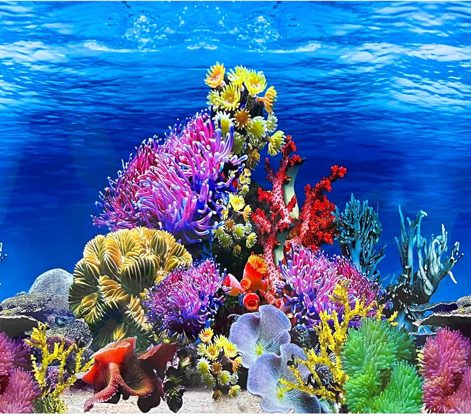 Fish Backgrounds Paper Double Sides Undersea Aquarium Background Poster Colorful Sea Anemone Fish Tank Background Sticker Decorations 12"x 25"