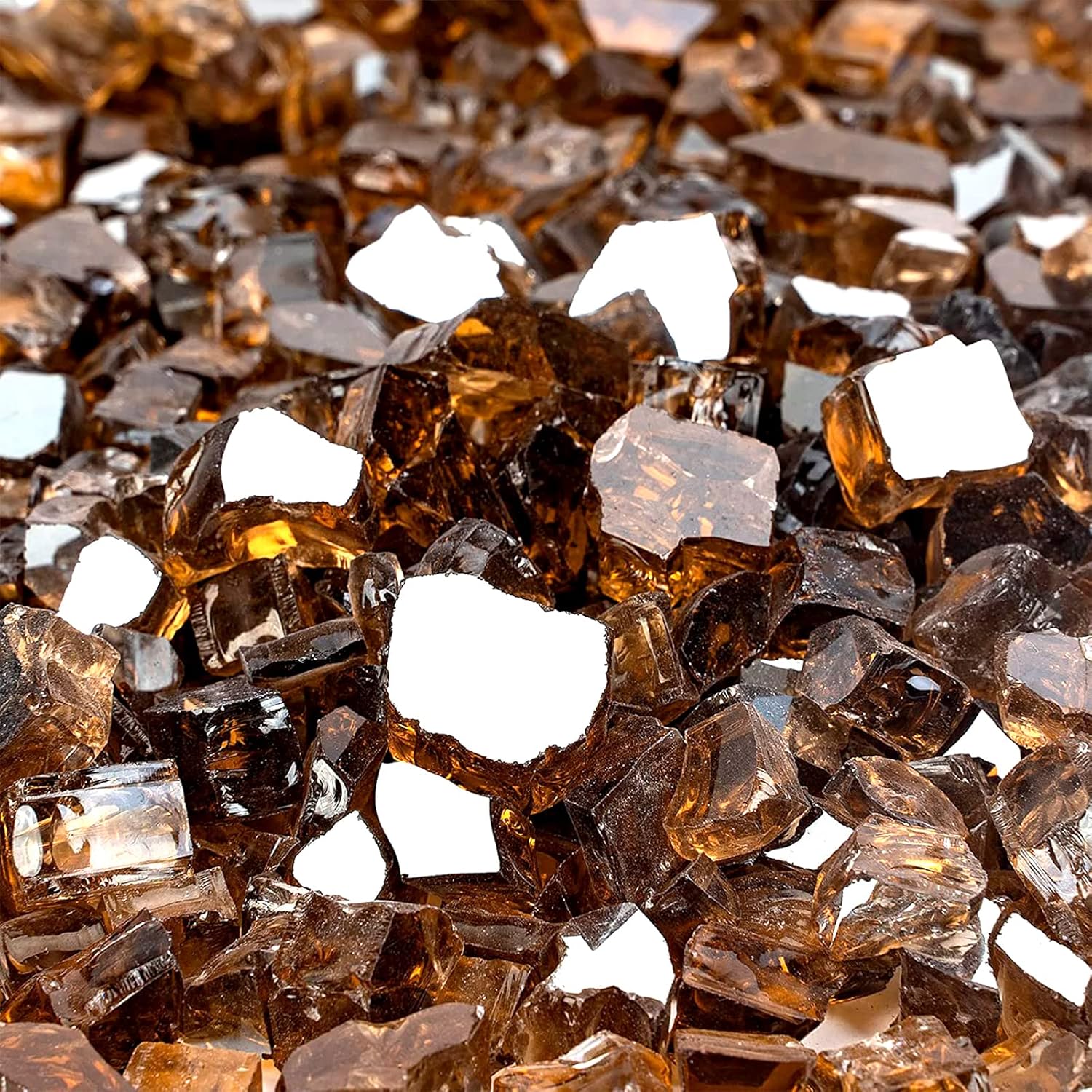 Onlyfire 10 pounds Fire Glass for Propane Fire Pit and Gas Fireplace, 1/2 Inch Reflective Firepit Glass Rocks for Fire Pit Table and Fire Bowl, High Luster Copper