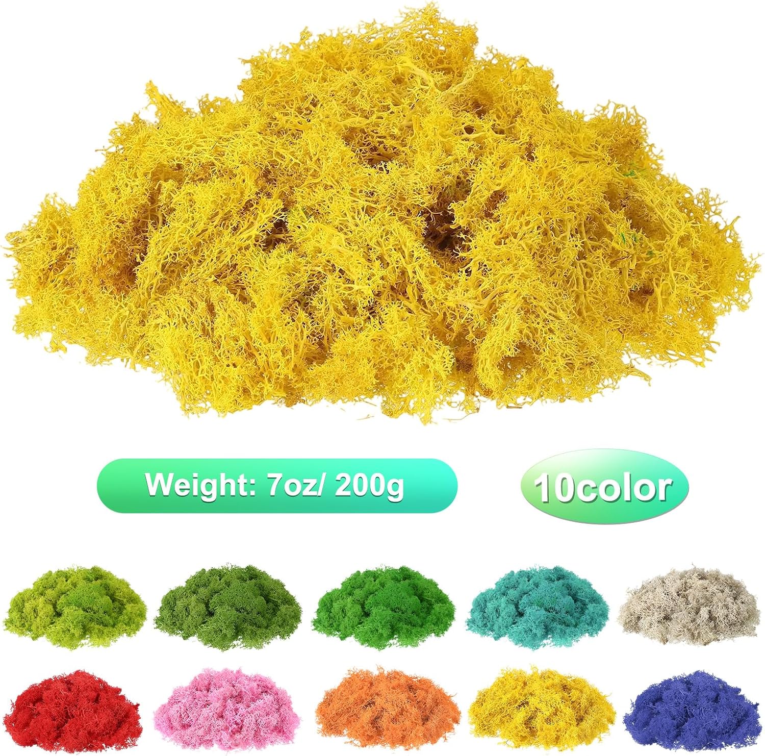 uxcell Preserved Reindeer Moss, 7oz Fake Moss for Crafts Artificial Dried Moss for Decoration Terrariums Potted Plants, Yellow