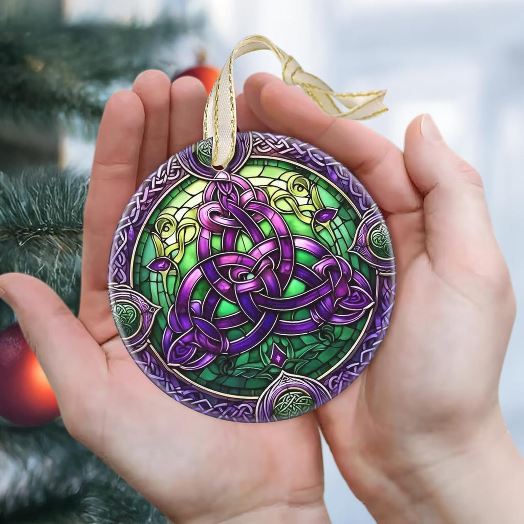 2025 Celtic Knot Christmas Ornament - Christmas Tree Decoration, Round Ceramic Holiday Decor for Tree - Gift Idea for Friends and Exchange