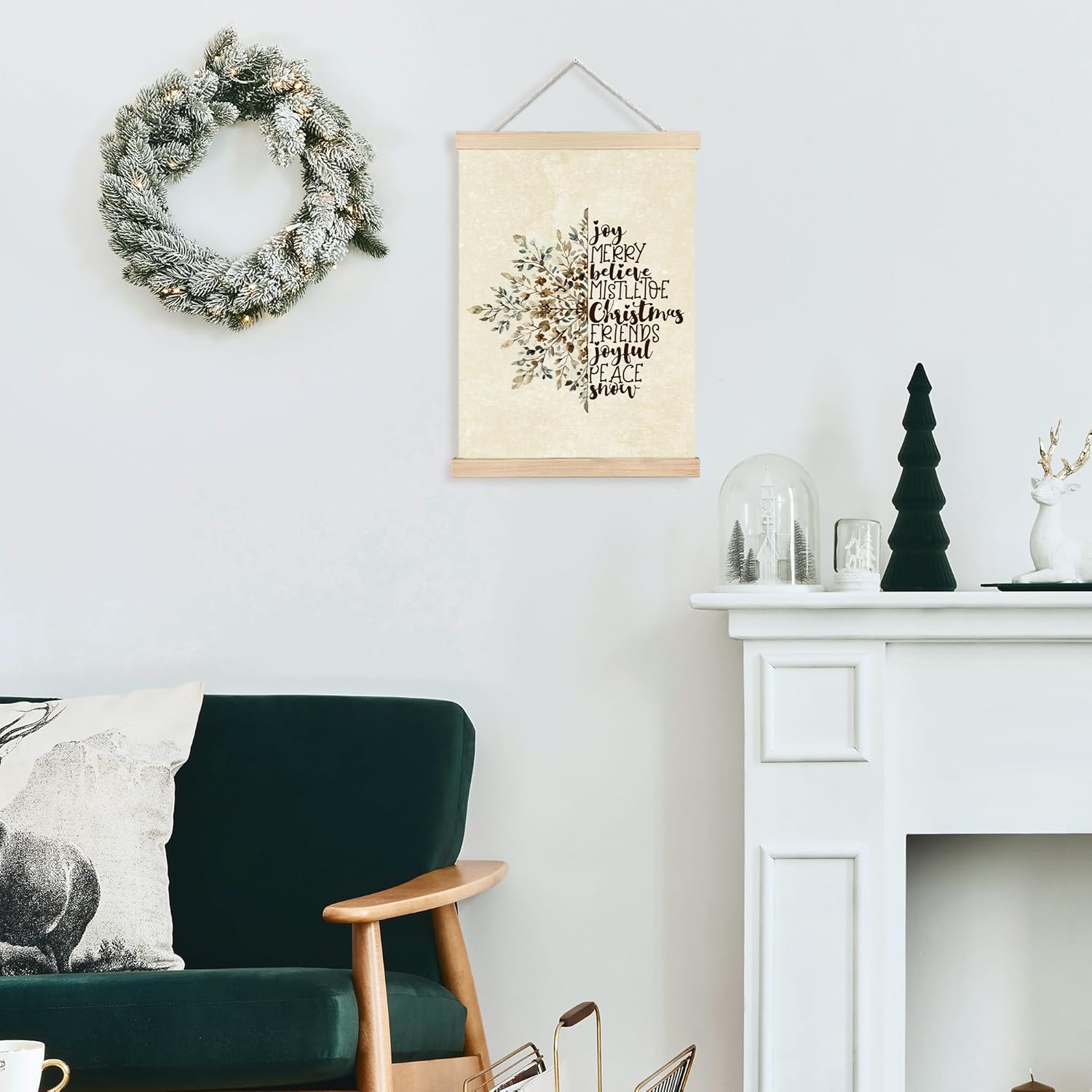 FDHSPAAM Christmas Snowflake Wall Art Decor, Neutral Christmas Decor, Beige Snowflake Winter Holiday Wall Art Posters for Home Bedroom Living Room, 12x16 Inch