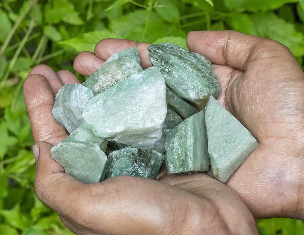 Crocon 2LB Green Jade Rough Bulk Natural Stone Raw Gemstone Tumbling Cabbing Polishing Mining Chakra Balancing Reiki and Crystal Healing Good Luck Home Office Decor