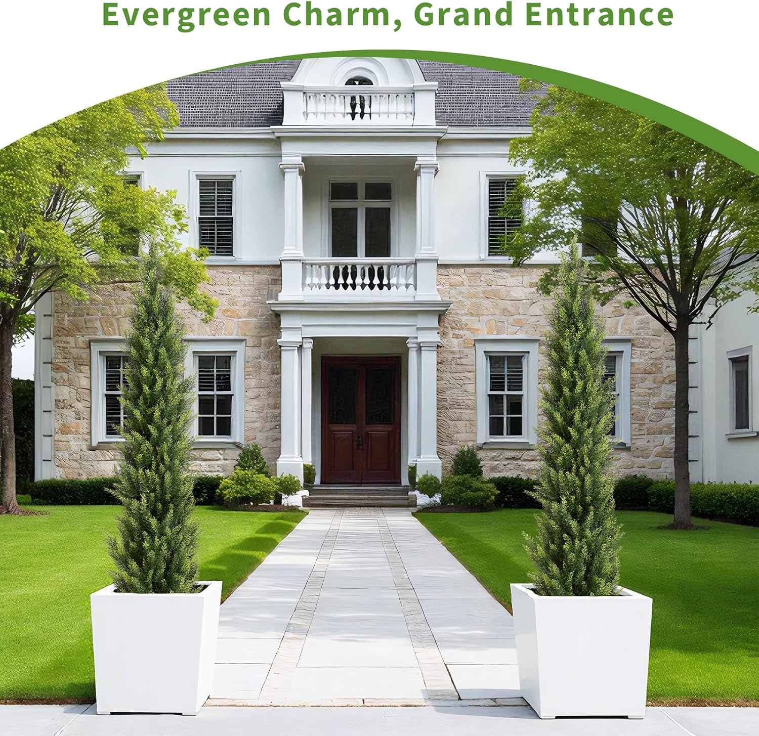 6FT Artificial Cedar Christmas Topiary Trees Set of 2 - Realistic Faux Pine Shrubs UV Resistant for Outdoor Planter Decor, 6 Feet Potted Fake Cypress Plants for Porch Front Door Patio UV Rated
