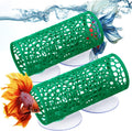 Honeydak 2 Pcs Betta Fish Tank Accessories Betta Tunnel Fish Toys Safe Hollow Hammock Cave Aquarium Decor with Suction Cups for Small Shrimp Reptile Guppies(Green,Hideout Tube)