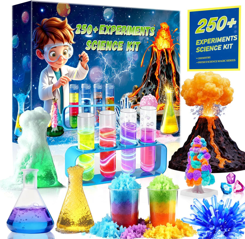 250+ Experiments Science Kits for Kids, STEM Activities Educational Science Kits Gifts with Chemistry Set, Erupting Volcano and Growing Crystal Tree