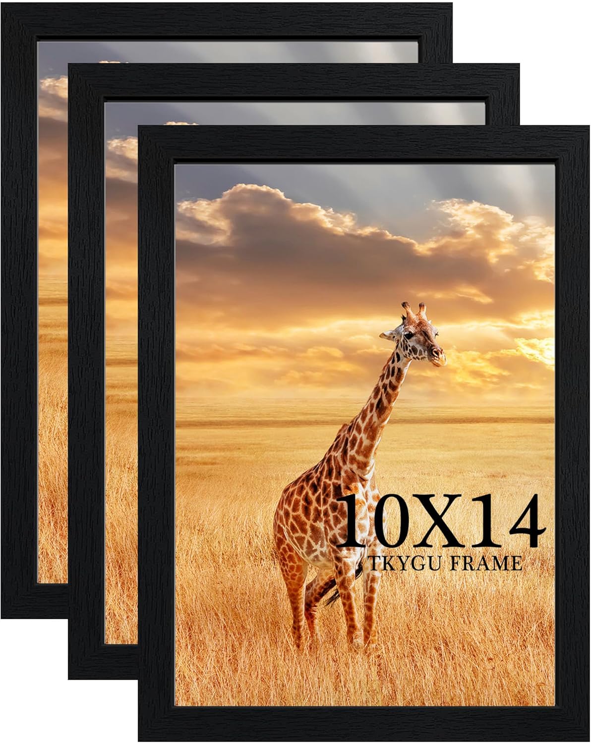 10 x14 Picture Frame Set of 3, Wooden Frame Black 10 x14 Wall Gallery Poster Photo frame with Durable Shatter Resistant Plexiglass,Horizontal and Vertical Formats for Wall Mounting best gift