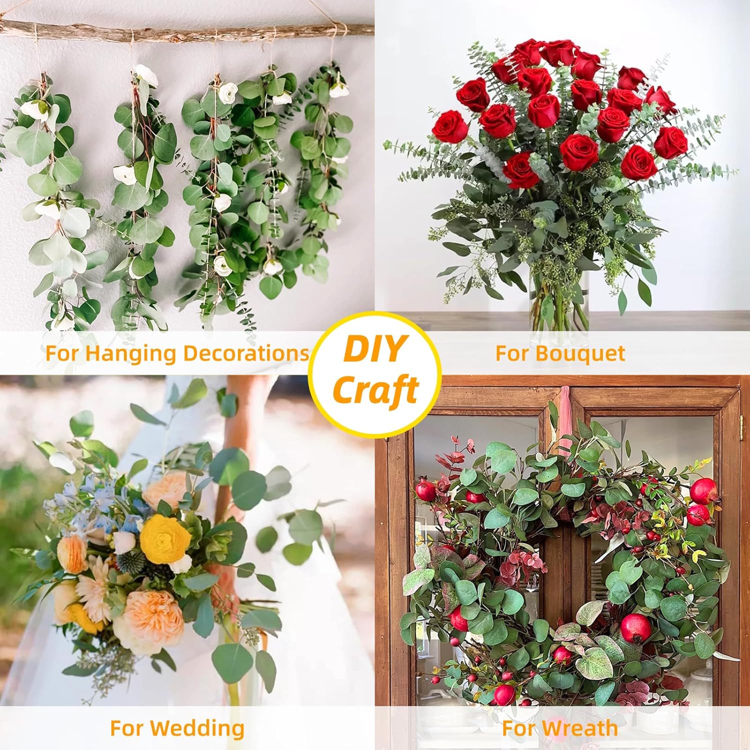 12 Pcs Large Dried Eucalyptus & Silver Dollar Leaves Bundle - Natural Real Fresh Plants, 17" Preserved Eucalyptus Stems for Shower Hanging, Bathroom Decor, Garland, Greenery Plant