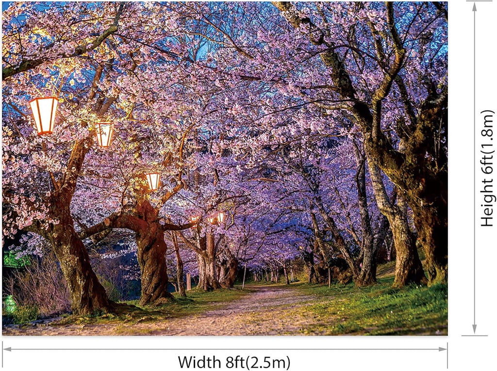 AOFOTO Pink Cherry Blossom Forest Photo Backdrop Spring Outdoor Parks Flower Photography Background Wedding Bridal Shower Reception Decor Banner Adults Kids Portrait Studio Photo Props 8x6ft