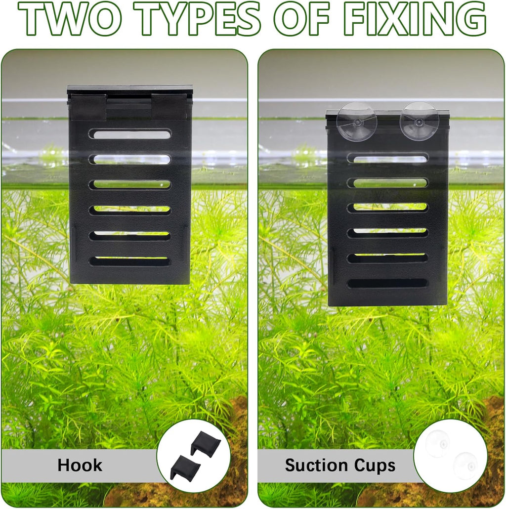 Aquarium Plant Holder Set, 8 Plastic Pots with 48 Hooks and 32 Suction Cups, for Live Plants and Fish Tank Decorations