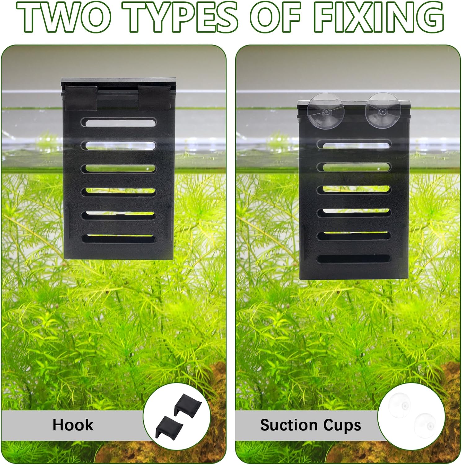 Aquarium Plant Holder Set, 8 Plastic Pots with 48 Hooks and 32 Suction Cups, for Live Plants and Fish Tank Decorations