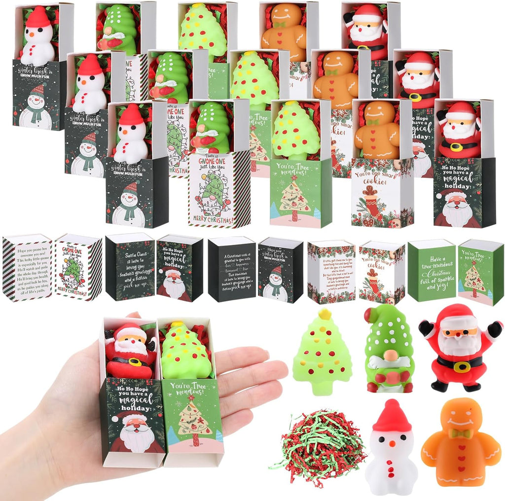 Wettarn 35 Sets Christmas Appreciation Gifts Cute Stress Balls with Support Gift Boxes Bulk Merry Christmas Party Favors for Employee Coworker Friends Office Positive Thank You Relief Toys