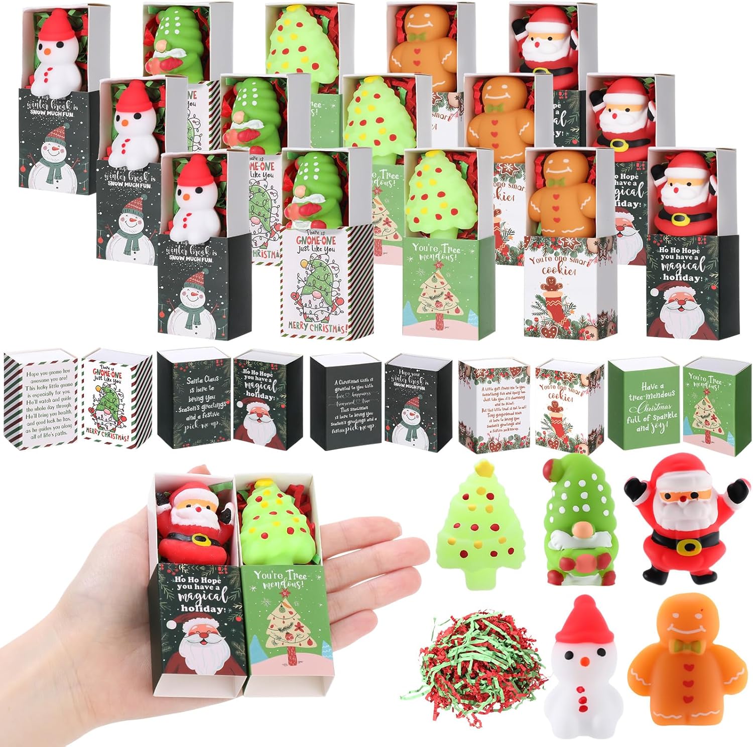 Wettarn 35 Sets Christmas Appreciation Gifts Cute Stress Balls with Support Gift Boxes Bulk Merry Christmas Party Favors for Employee Coworker Friends Office Positive Thank You Relief Toys