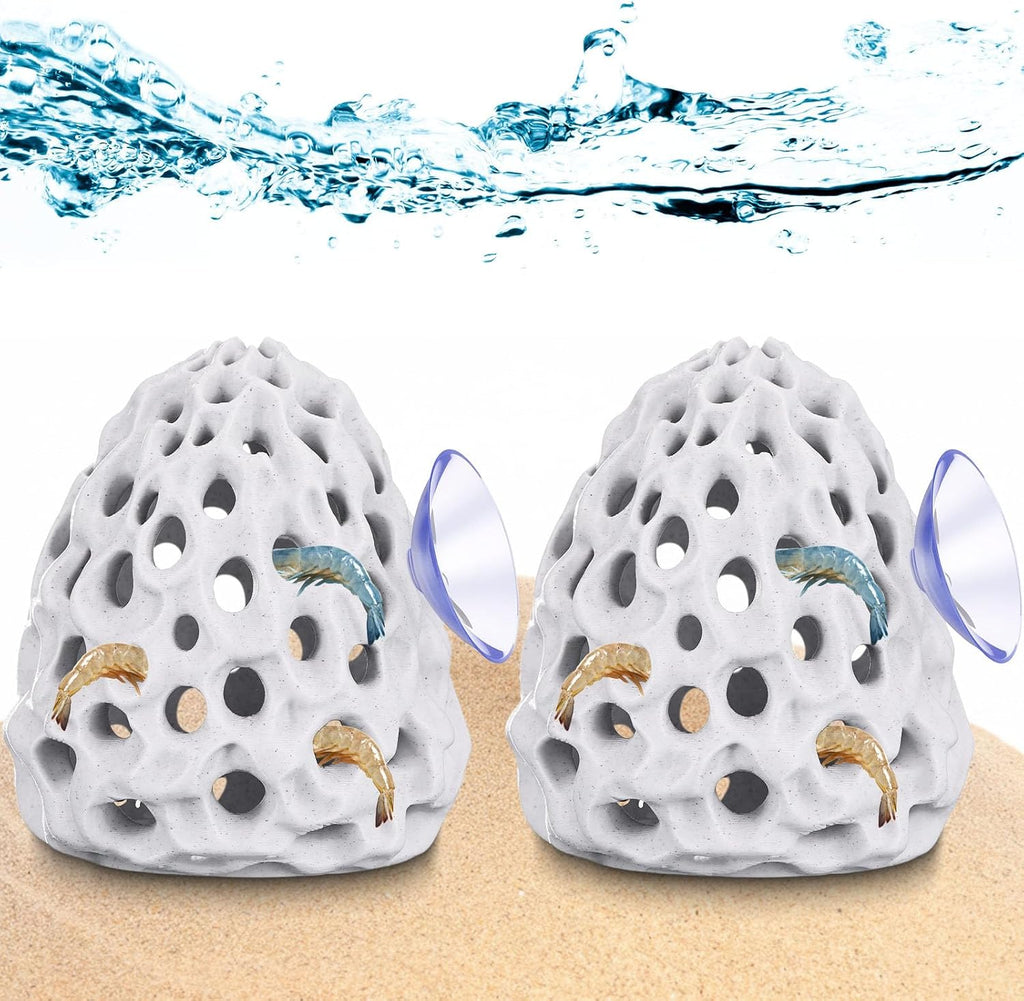 2 Pcs Shrimp Dome Hide Shrimp Hides for Aquarium White Betta Fish Hideout with Suction Cup Fish Tank Ornament Accessorie Decor for Shrimps Guppy Hiding Resting(3.15''h x 2.76'' W)